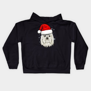 Maltese Santa Hat Christmas Kids Hoodie